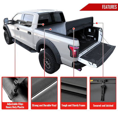 2019-2023 Ford Ranger 6' Bed Soft Quad-Fold Tonneau Cover