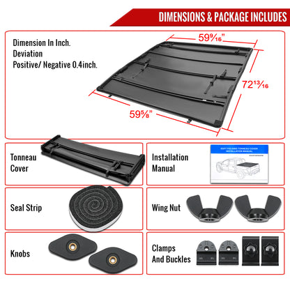 2019-2023 Ford Ranger 6' Bed Soft Quad-Fold Tonneau Cover