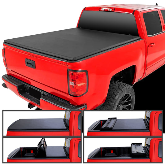 2007-2019 Chevrolet Silverado 1500 / GMC Sierra 1500 Crew Cab 5'8" Short Bed Soft Quad-Fold Tonneau Cover