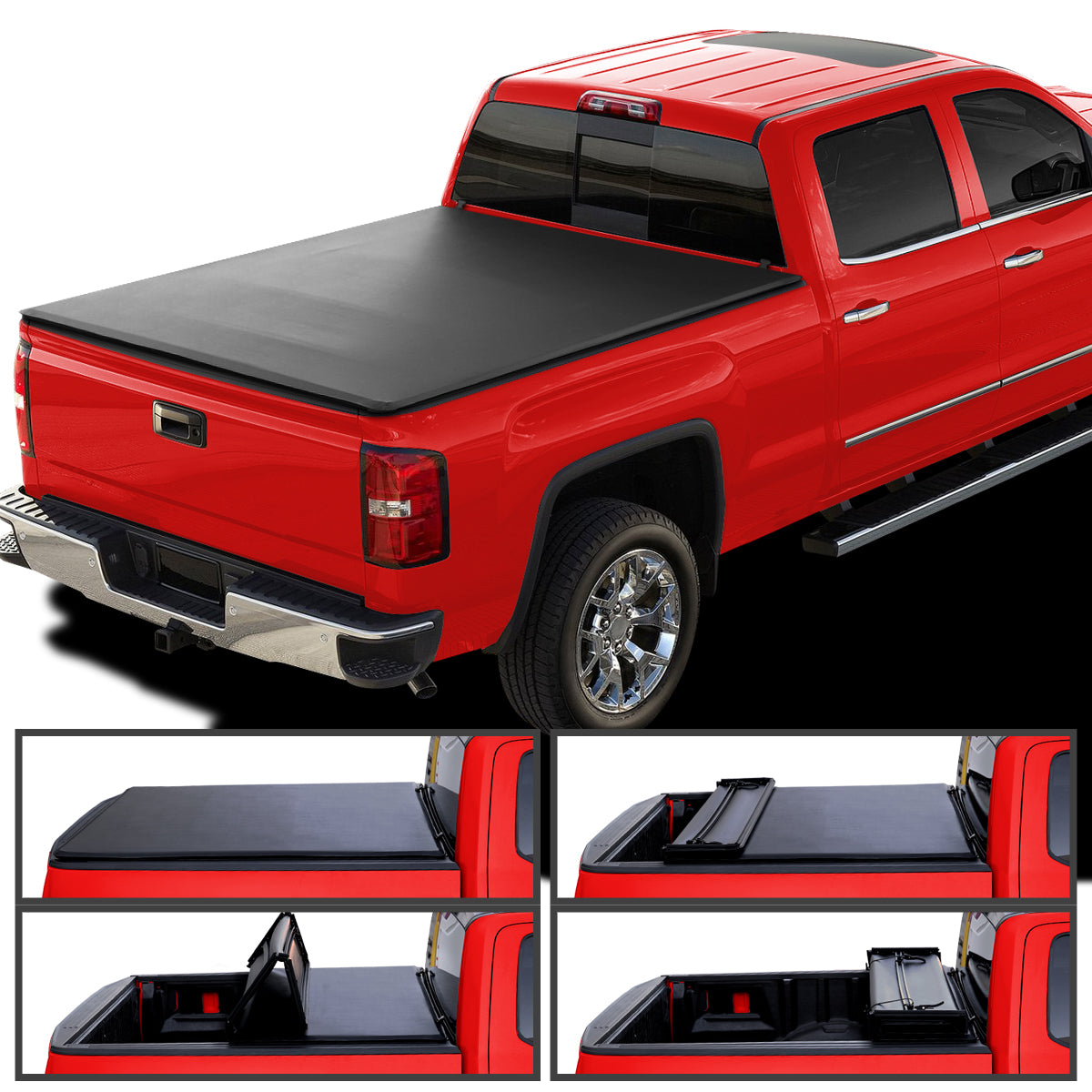 2014-2018 Chevrolet Silverado GMC Sierra 1500 / 2019 Silverado Sierra 1500 Classic 6.5' (78") Bed Soft Quad-Fold Tonneau Cover