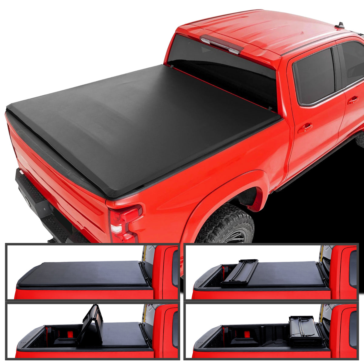 2020-2024 Chevrolet Silverado / GMC Sierra 2500HD 3500HD 6'9" Bed Soft Quad-Fold Tonneau Cover