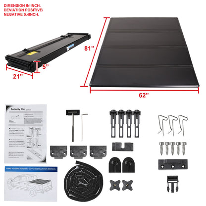 1997-2004 Dodge Dakota / 2000-2004 Dakota Extended/Regular Cab 6.5' Short Bed Fleetside Hard Quad-Fold Tonneau Cover