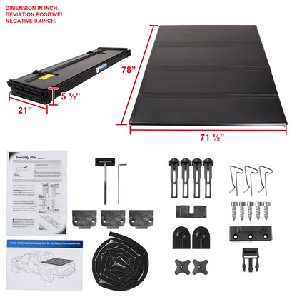 2002-2018 Dodge RAM 1500 2500 3500 / 2019-2021 RAM 1500 Classic 6.4' Bed Hard Quad-Fold Tonneau Cover