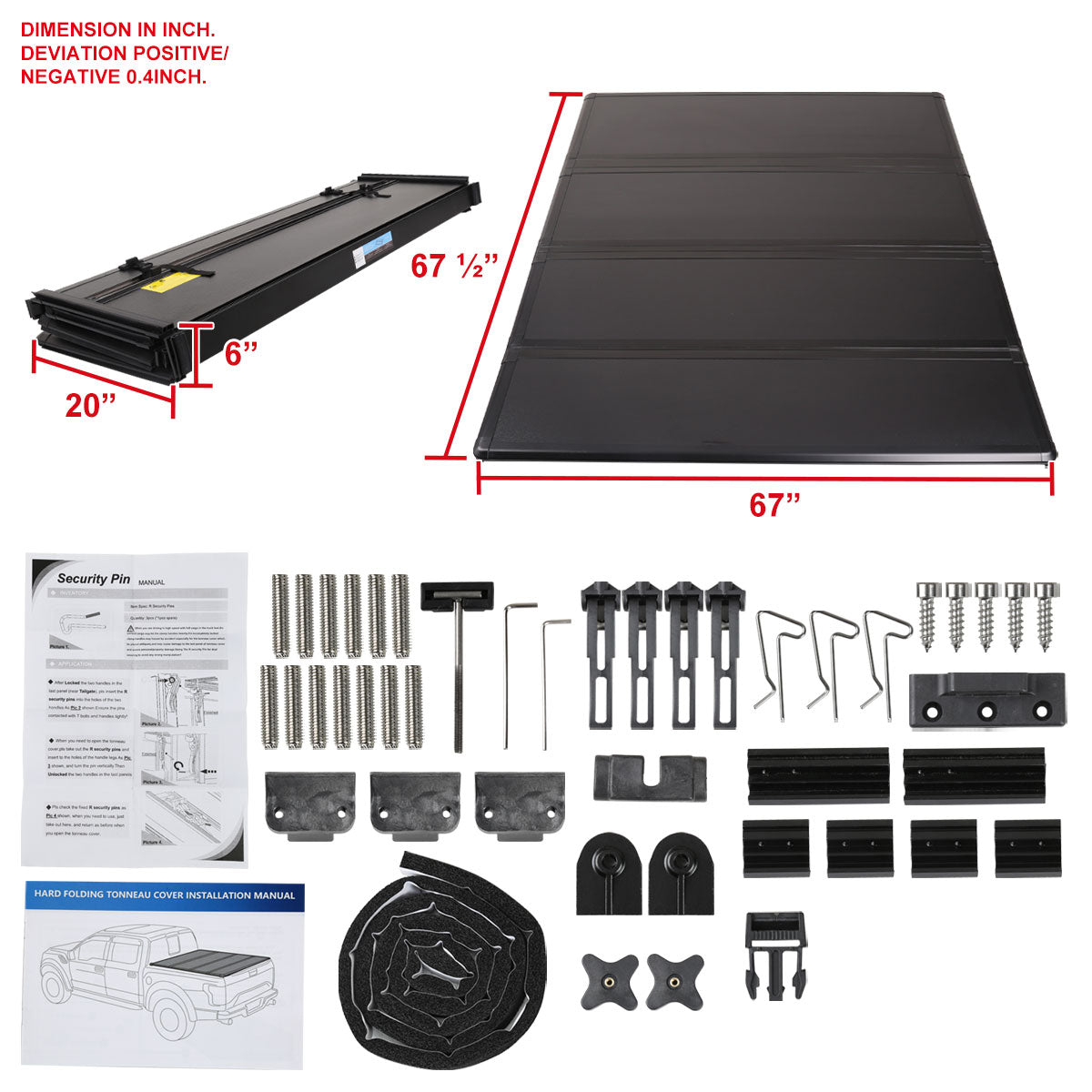 2007-2019 Toyota Tundra CrewMax 5'6" Short Bed Hard Quad-Fold Tonneau Cover
