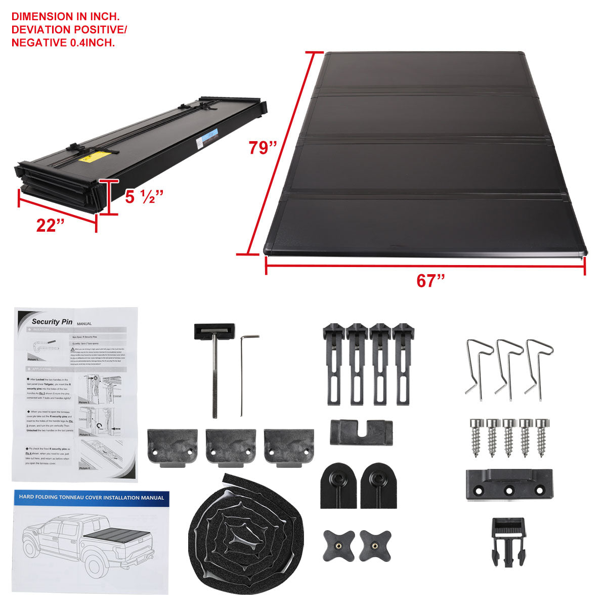 2007-2021 Toyota Tundra 6'6" Standard Bed Hard Quad-Fold Tonneau Cover