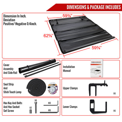 2015-2025 Chevrolet Colorado/GMC Canyon 5.2 FT Short Bed Roll Up Vinyl Tonneau Cover