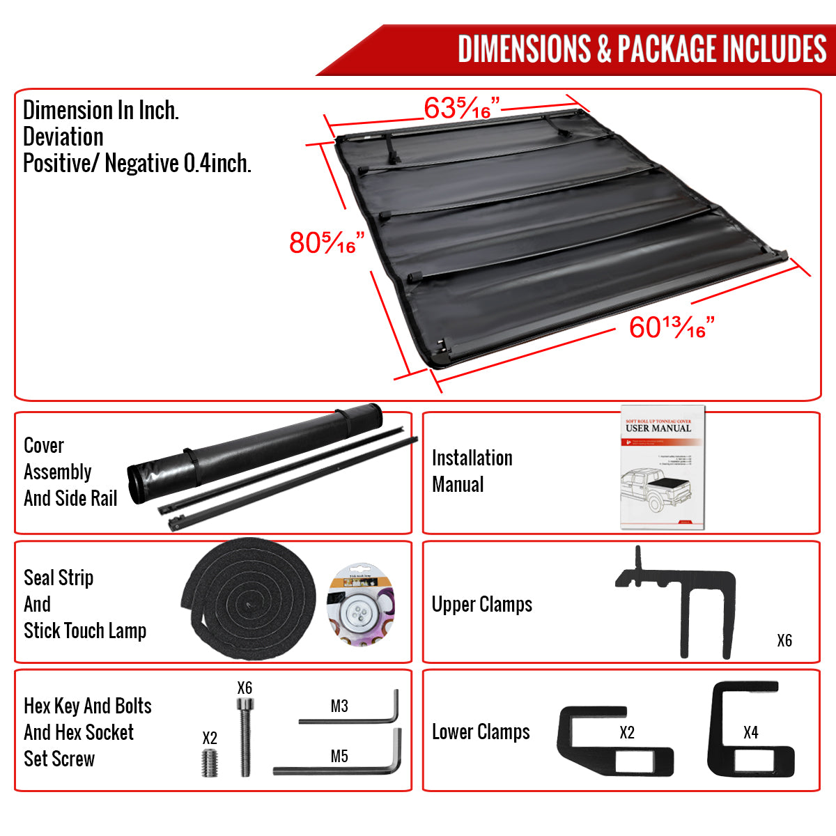 2005-2010 Dodge Dakota / 2006-2009 Mitsubishi Raider 6'6" Bed Roll Up Vinyl Tonneau Cover
