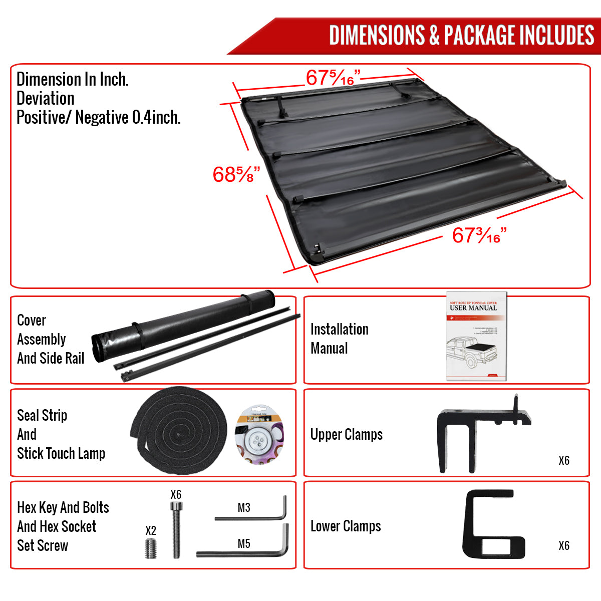 2015-2024 Ford F-150 66" Short Bed Vinyl Roll Up Tonneau Cover