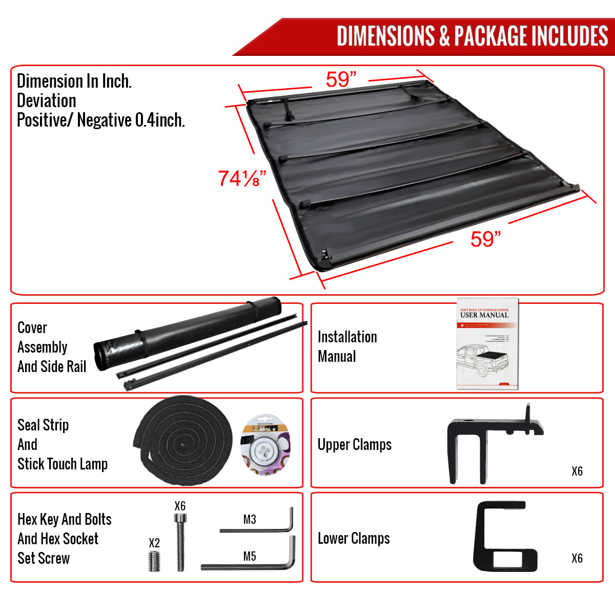 1982-2011 Ford Rnager 6FT Truck Bed Roll Up Vinyl Tonneau Cover