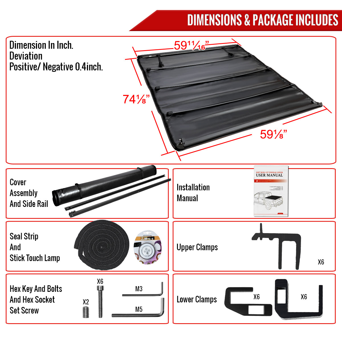 1982-1993 Chevrolet S10/ GMC S15/Sonoma 6' Bed Roll Up Vinyl Tonneau Cover