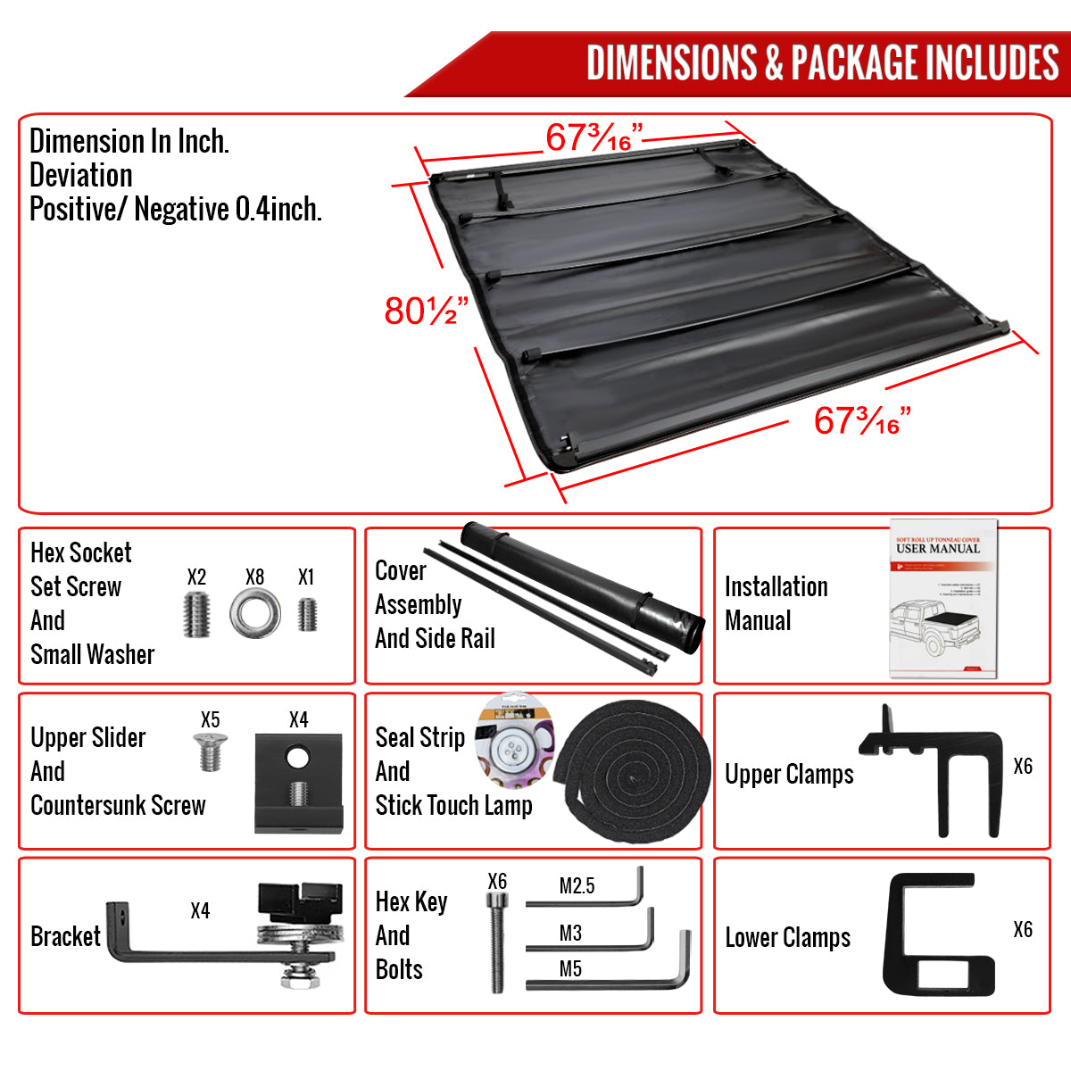 2007-2021 Toyota Tundra 78" Bed Roll Up Vinyl Tonneau Cover
