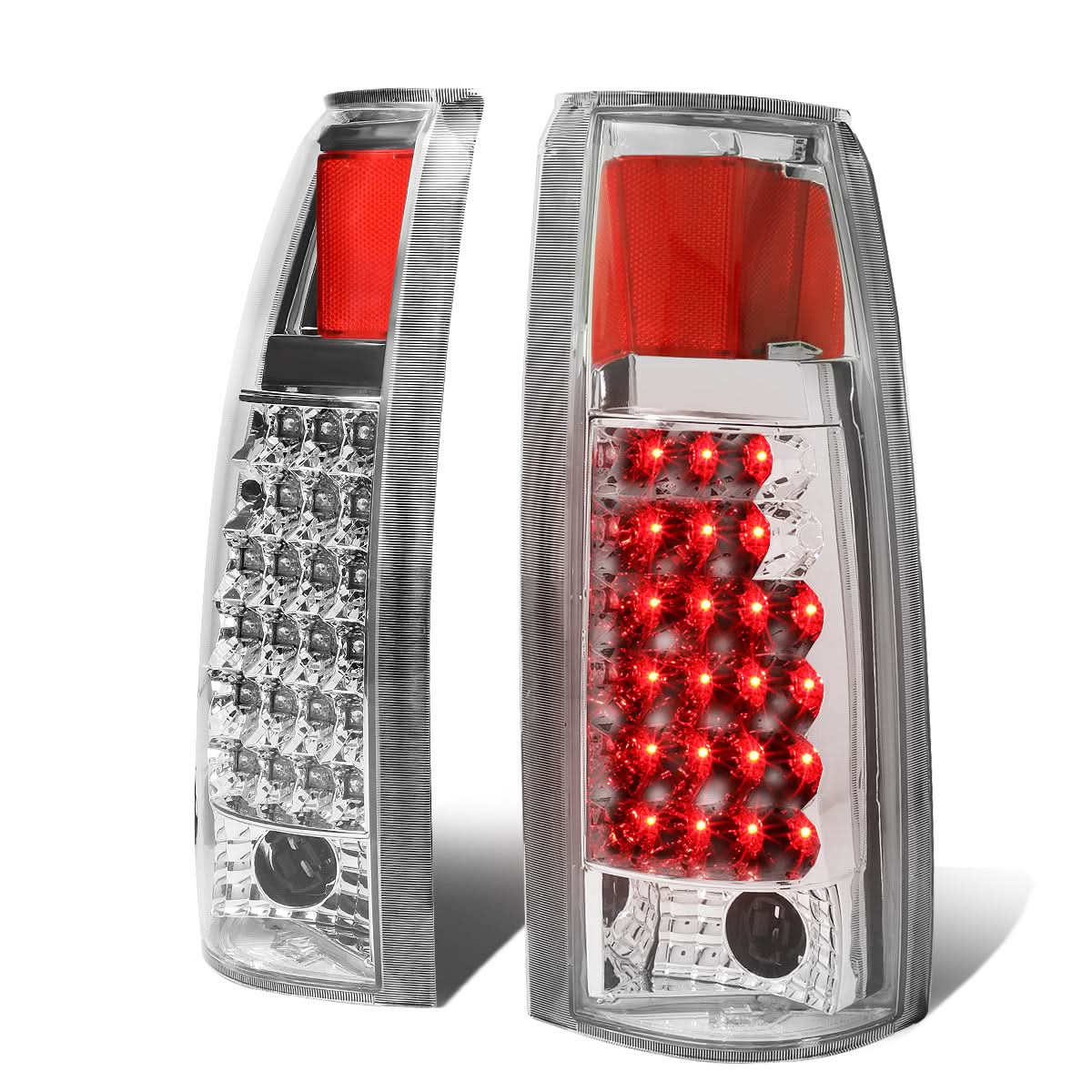 89-90 Chevy C/K Series LED Tail Lights - Chrome/Clear