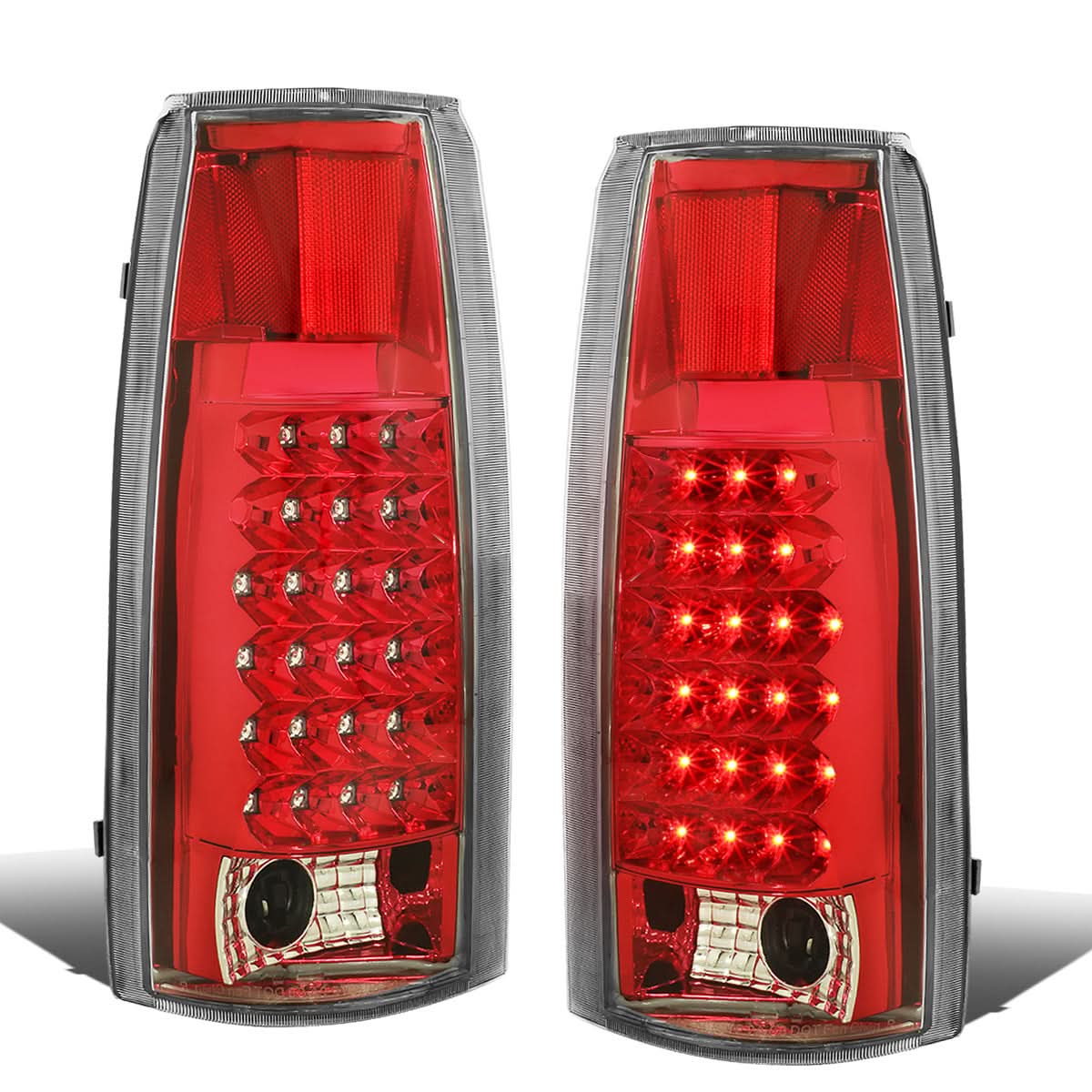 89-90 Chevy C/K Series LED Tail Lights - Chrome/Red