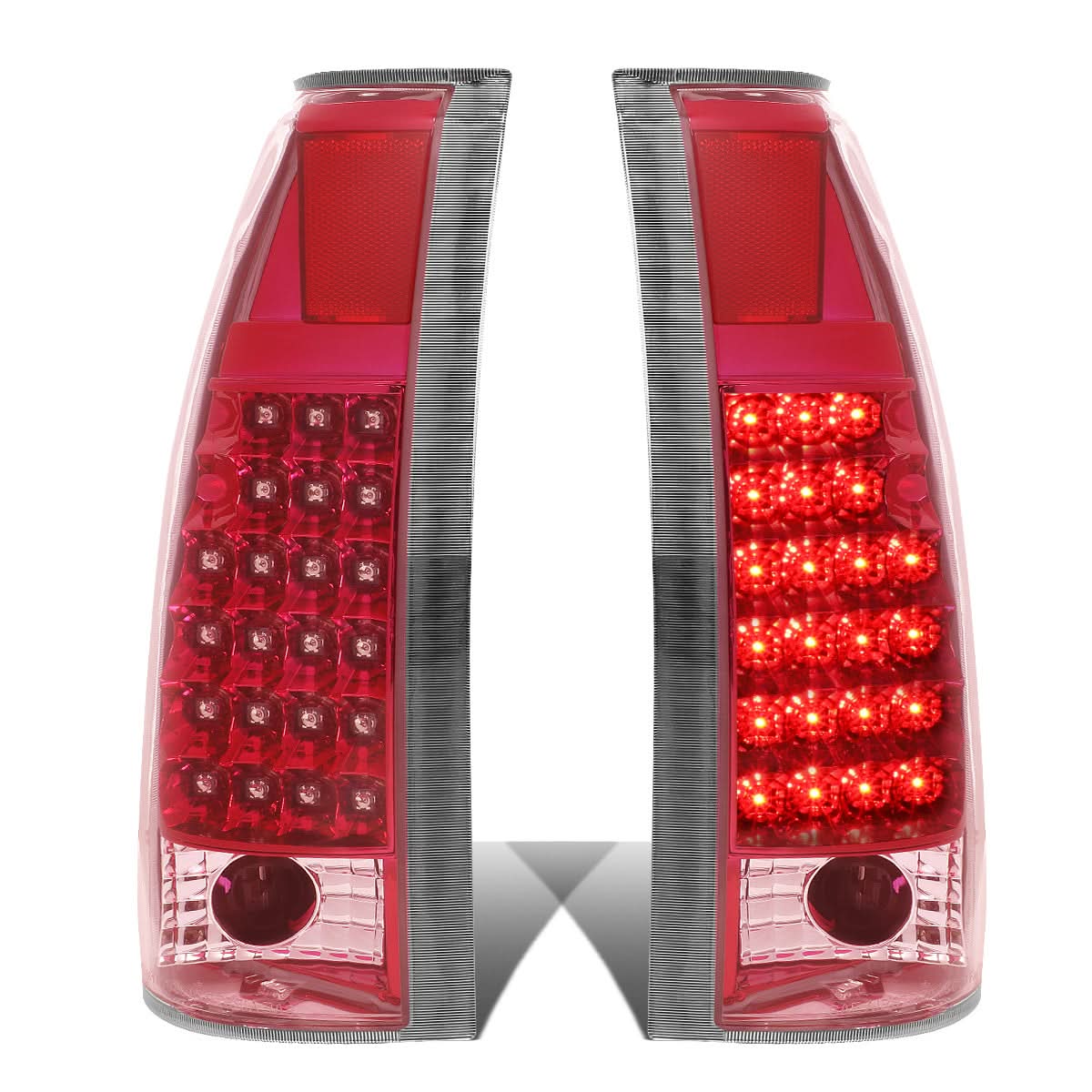 89-90 Chevy C/K Series LED Tail Lights - Chrome/Red