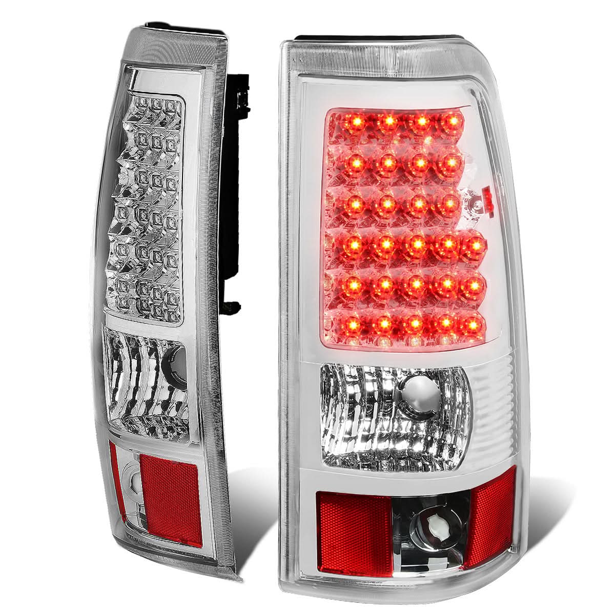 03-07 Chevy Silverado GMC Sierra LED Tail Lights Chrome Clear