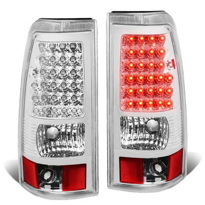 03-07 Chevy Silverado GMC Sierra LED Tail Lights Chrome Clear