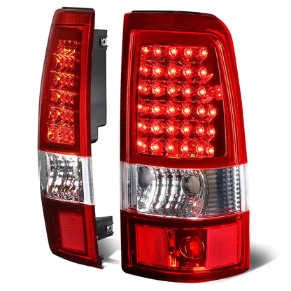 03-07 Chevy Silverado GMC Sierra LED Tail Lights Chrome Red