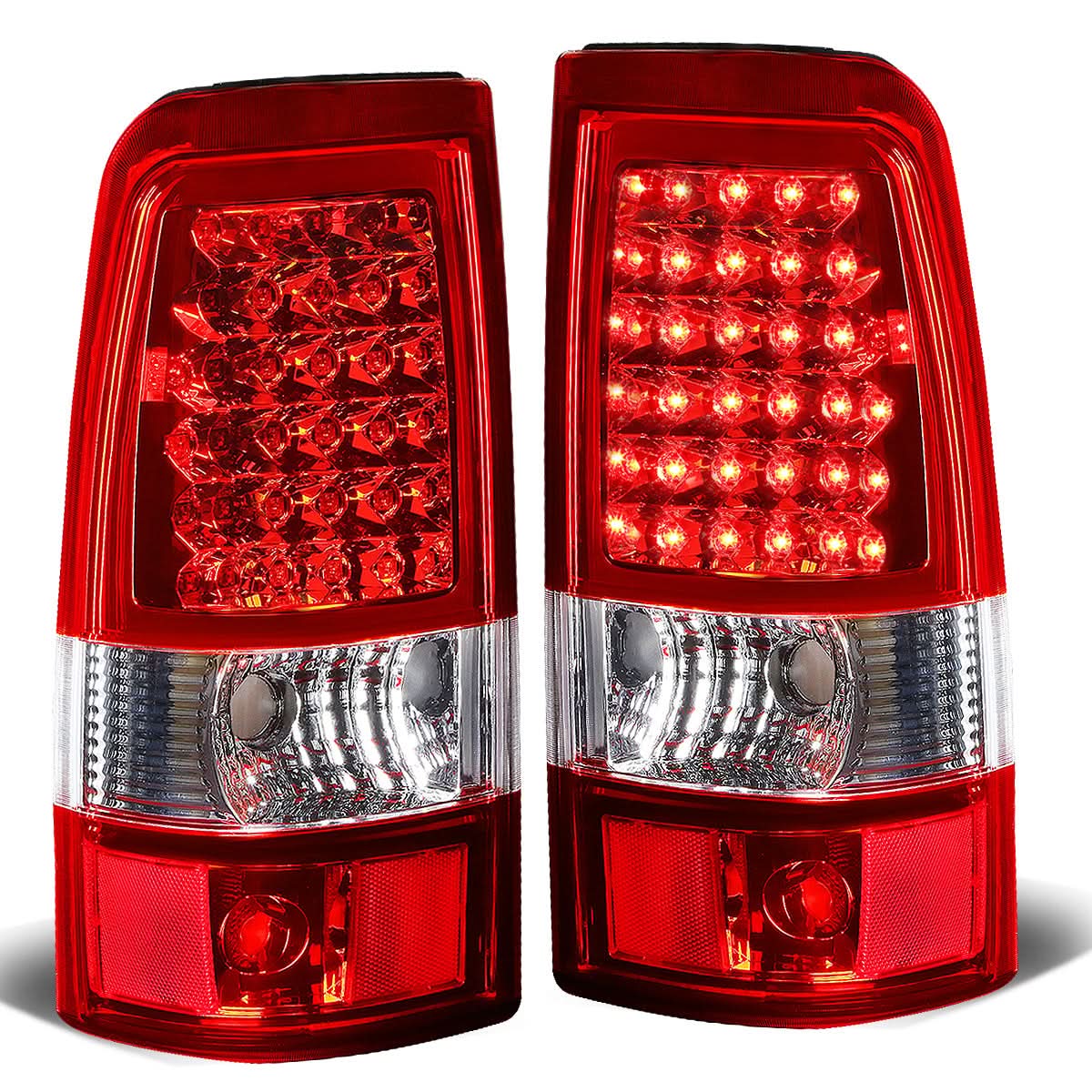 03-07 Chevy Silverado GMC Sierra LED Tail Lights Chrome Red