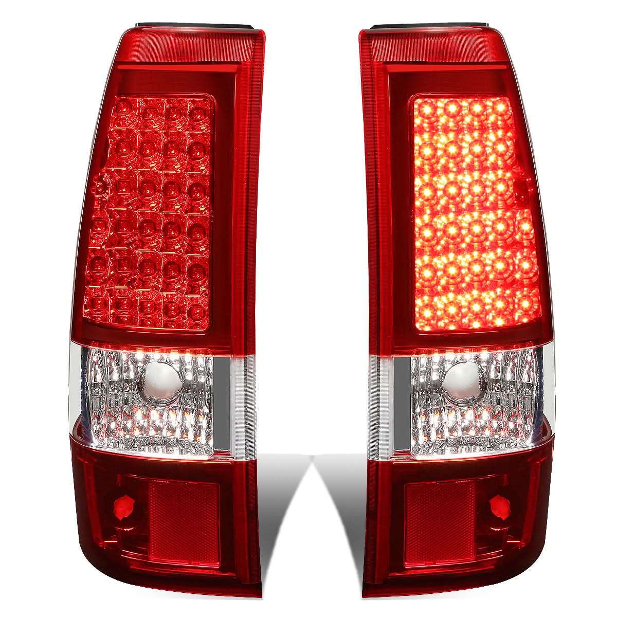 03-07 Chevy Silverado GMC Sierra LED Tail Lights Chrome Red