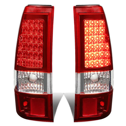 03-07 Chevy Silverado GMC Sierra LED Tail Lights Chrome Red