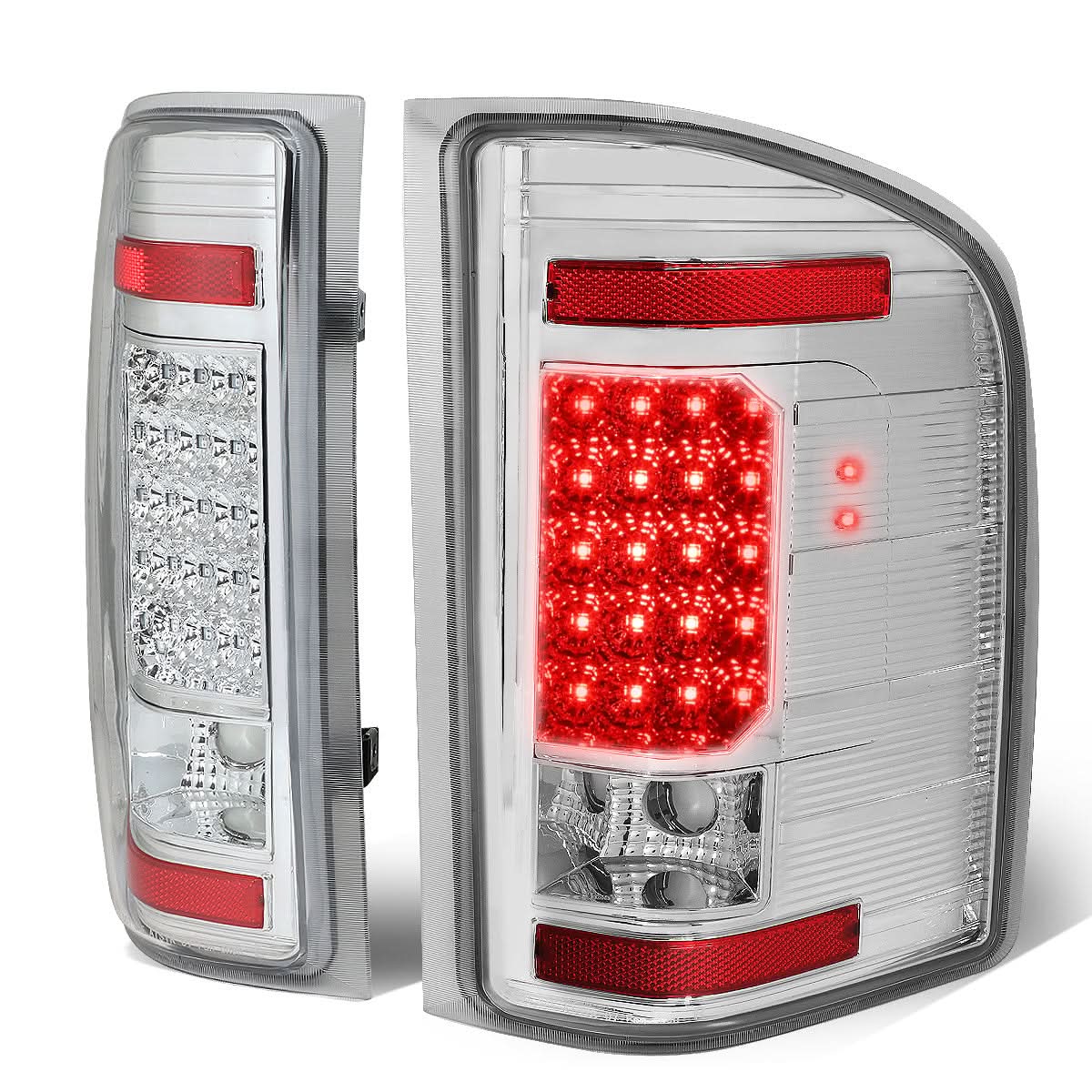 07-14 Chevy Silverado GMC Sierra LED Tail Lights - Chrome/Clear