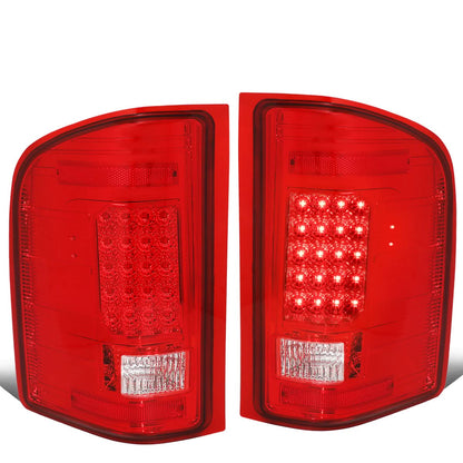 2007-2014 Chevrolet Silverado GMC Sierra LED Tail Lights Chrome Red