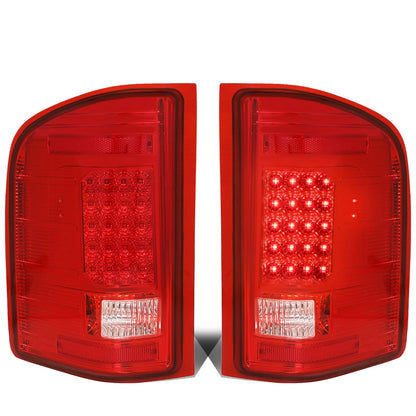 2007-2014 Chevrolet Silverado GMC Sierra LED Tail Lights Chrome Red