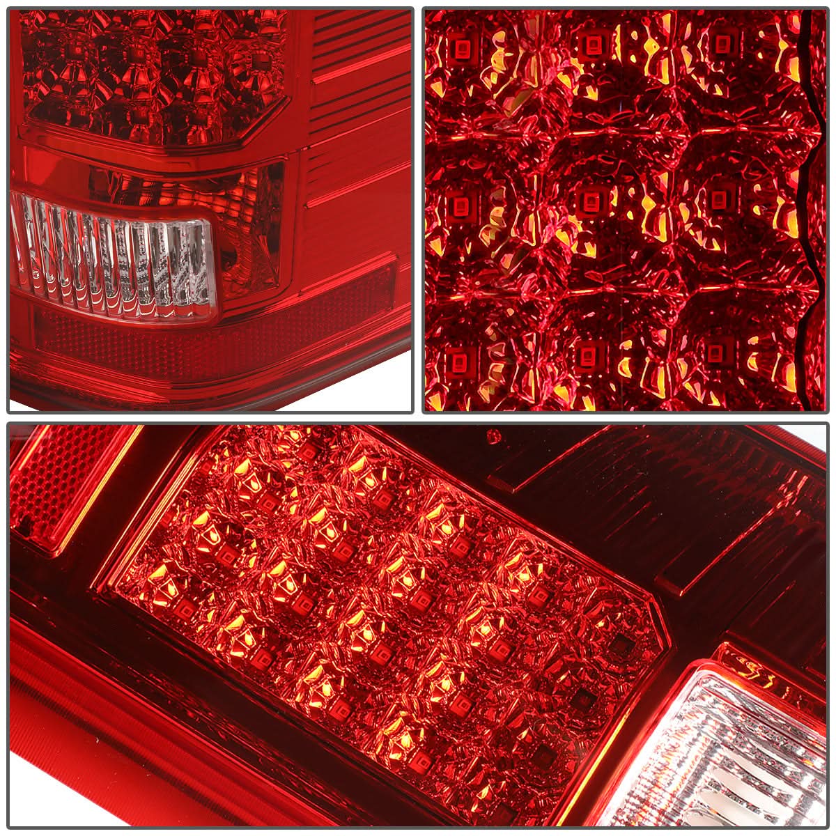 2007-2014 Chevrolet Silverado GMC Sierra LED Tail Lights Chrome Red
