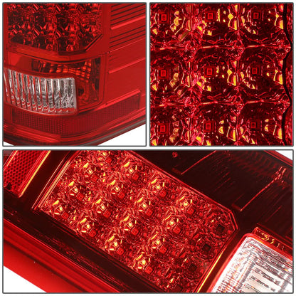 2007-2014 Chevrolet Silverado GMC Sierra LED Tail Lights Chrome Red