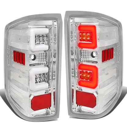 14-19 Chevy Silverado & GMC Sierra C-Bar LED Tail Lights Chrome/Clear