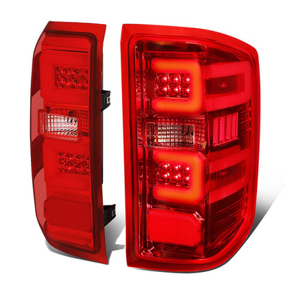 14-19 Chevy Silverado GMC Sierra C-Bar Style LED Tail Lights Chrome/Red