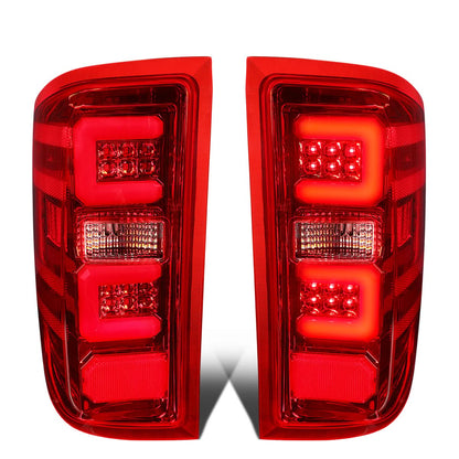 14-19 Chevy Silverado GMC Sierra C-Bar Style LED Tail Lights Chrome/Red