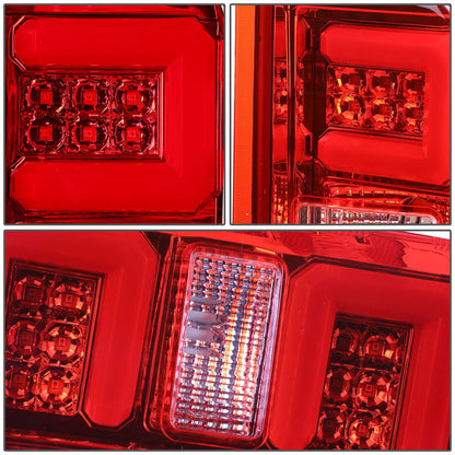 14-19 Chevy Silverado GMC Sierra C-Bar Style LED Tail Lights Chrome/Red