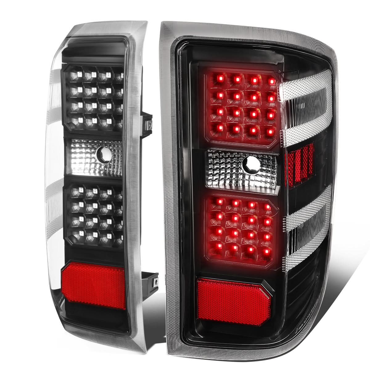 14-19 Chevy Silverado & GMC Sierra Dual LED Tail Lights Black/Clear