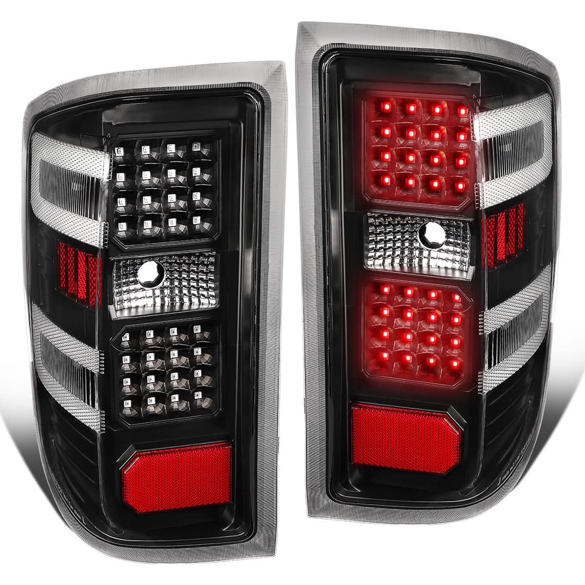 14-19 Chevy Silverado & GMC Sierra Dual LED Tail Lights Black/Clear