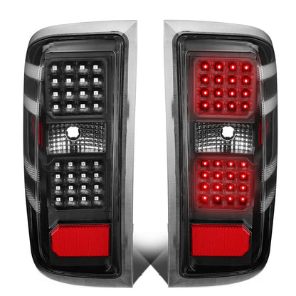 14-19 Chevy Silverado & GMC Sierra Dual LED Tail Lights Black/Clear