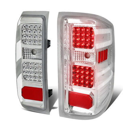14-19 Chevy Silverado GMC Sierra Dual LED Tail Lights Chrome Clear