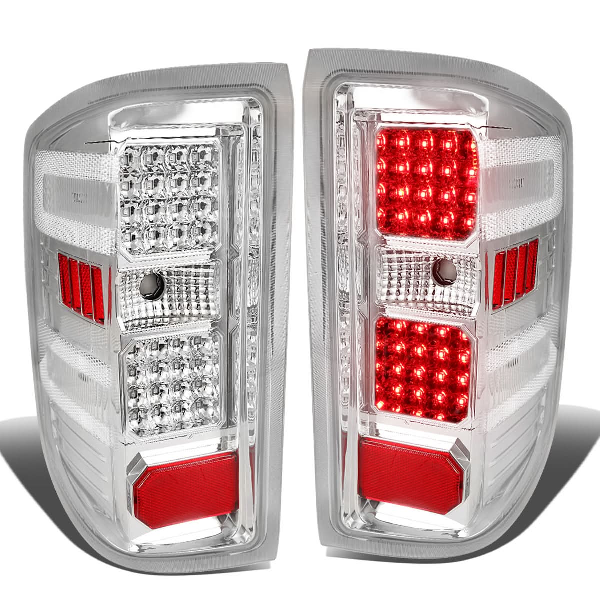 14-19 Chevy Silverado GMC Sierra Dual LED Tail Lights Chrome Clear
