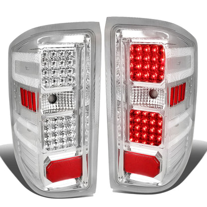 14-19 Chevy Silverado GMC Sierra Dual LED Tail Lights Chrome Clear