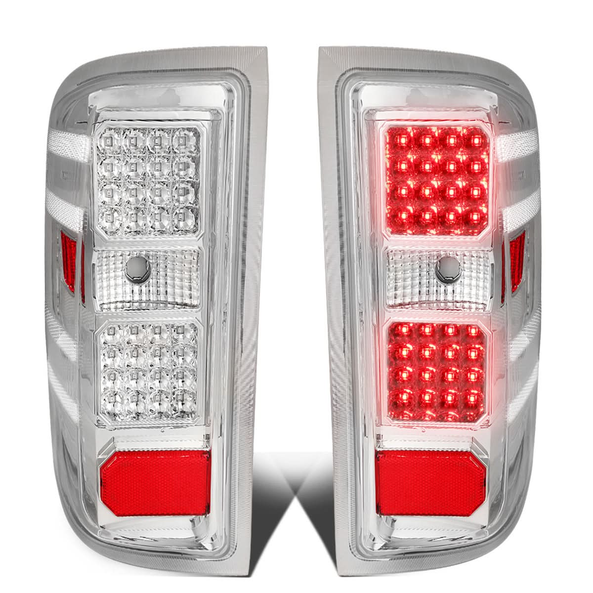 14-19 Chevy Silverado GMC Sierra Dual LED Tail Lights Chrome Clear