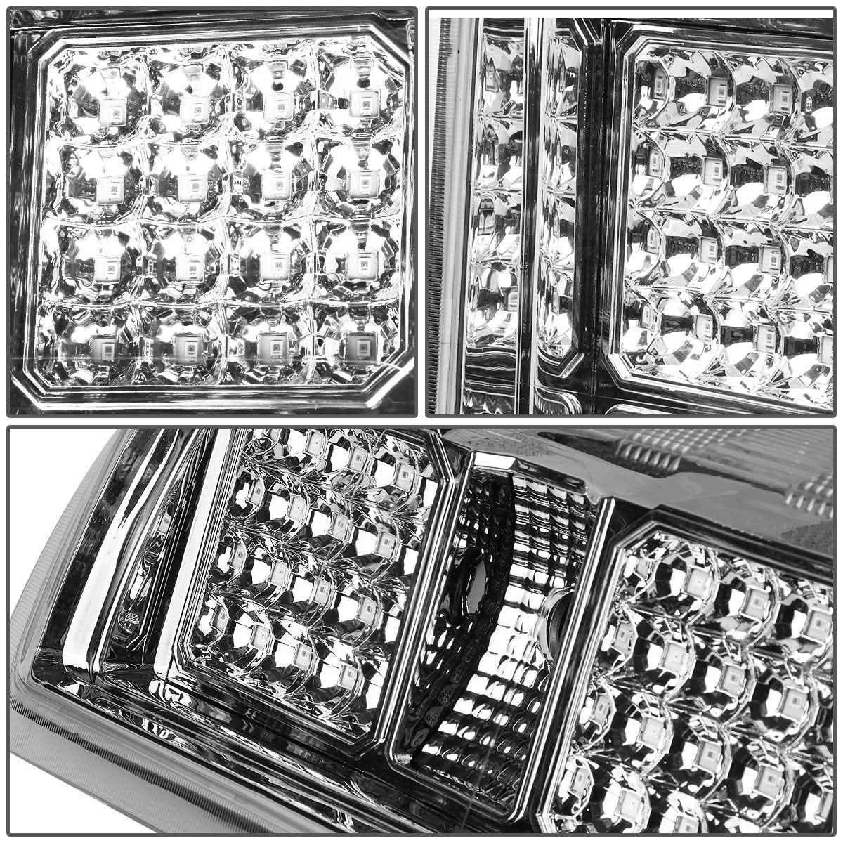 14-19 Chevy Silverado GMC Sierra Dual LED Tail Lights Chrome Clear