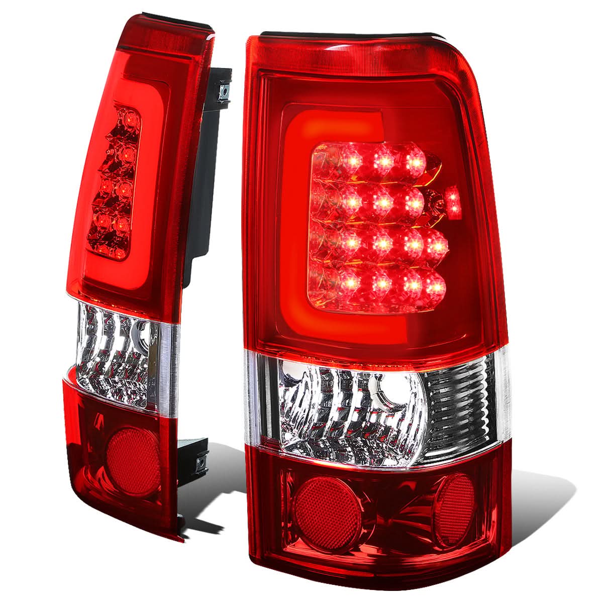99-03 Chevrolet Silverado Sierra C-Bar 3D U-Halo LED Tail Lights Chrome
