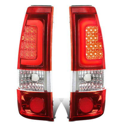 99-03 Chevrolet Silverado Sierra C-Bar 3D U-Halo LED Tail Lights Chrome