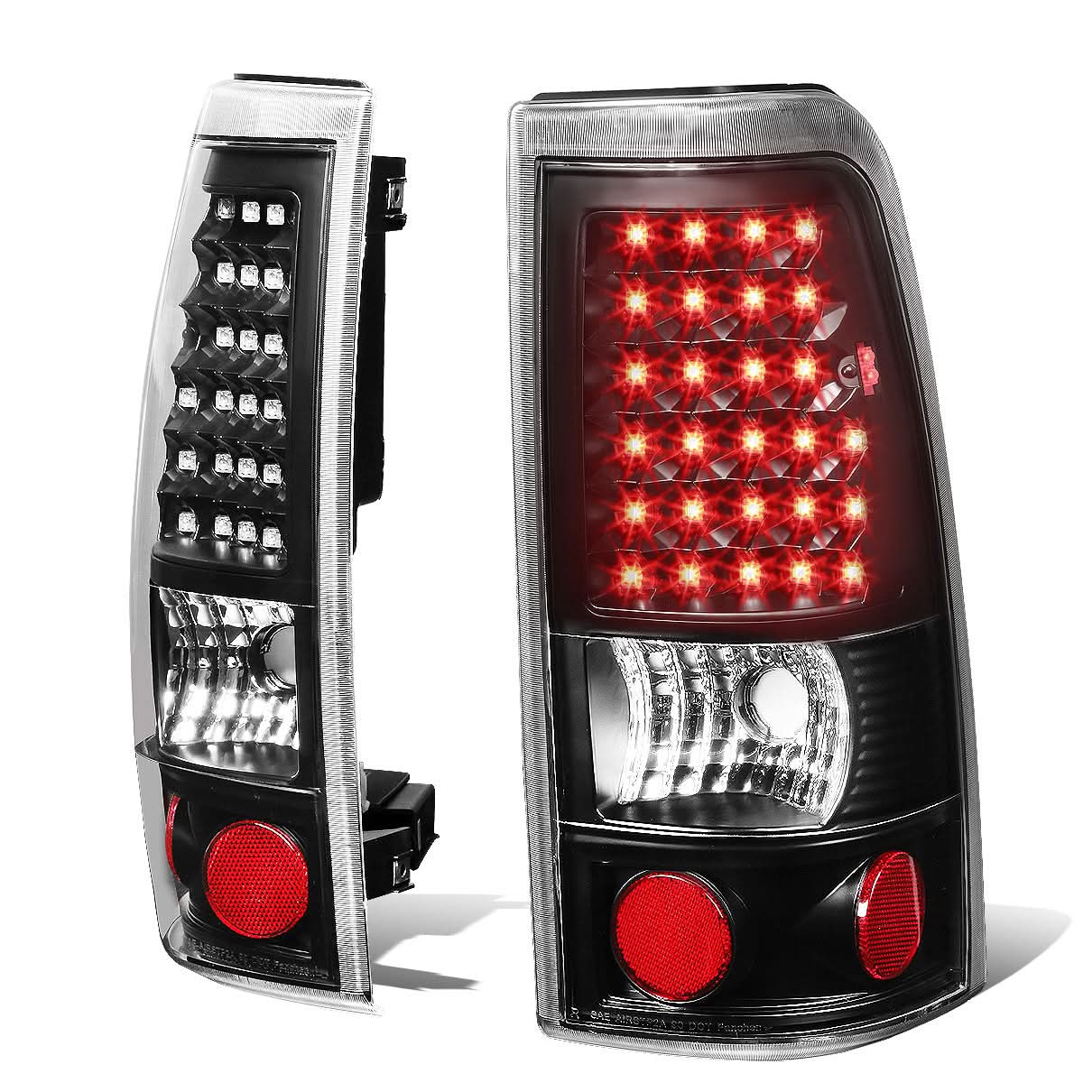 99-03 Chevrolet Silverado GMC Sierra LED Tail Lights Black Clear