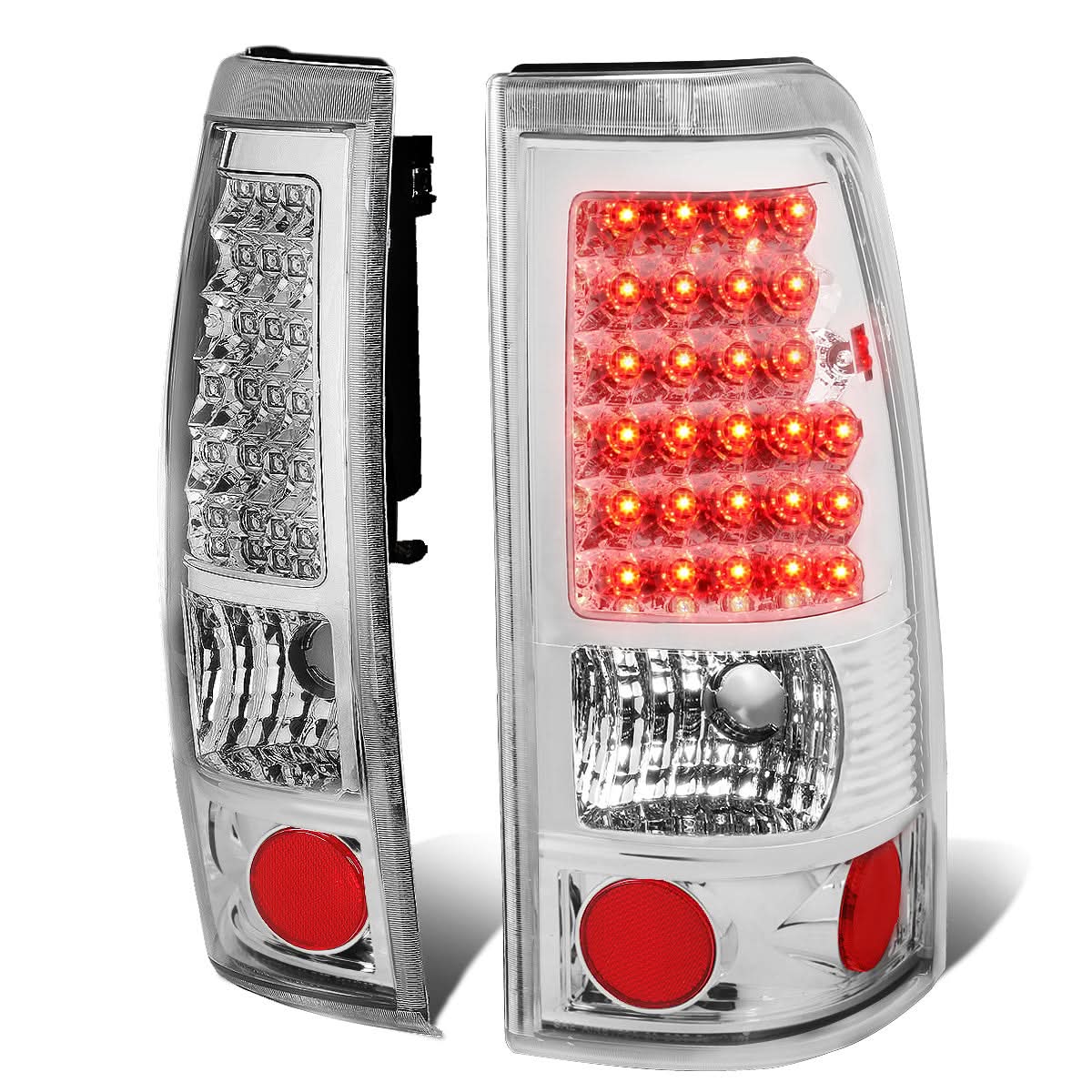 99-03 Chevrolet Silverado Sierra LED Tail Lights Chrome Clear