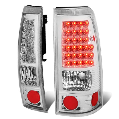 99-03 Chevrolet Silverado Sierra LED Tail Lights Chrome Clear