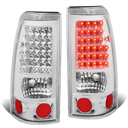99-03 Chevrolet Silverado Sierra LED Tail Lights Chrome Clear