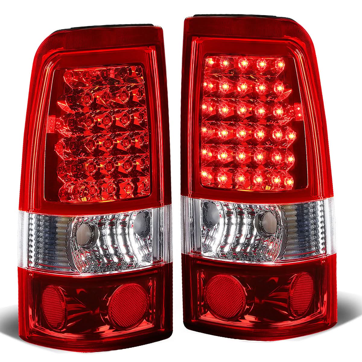 99-03 Chevrolet Silverado/GMC Sierra LED Tail Lights - Chrome Red