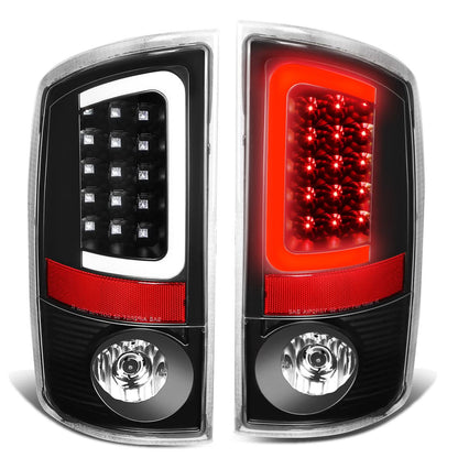 02-06 Dodge Ram C-Bar U-Halo LED Tail Lights Black/Clear