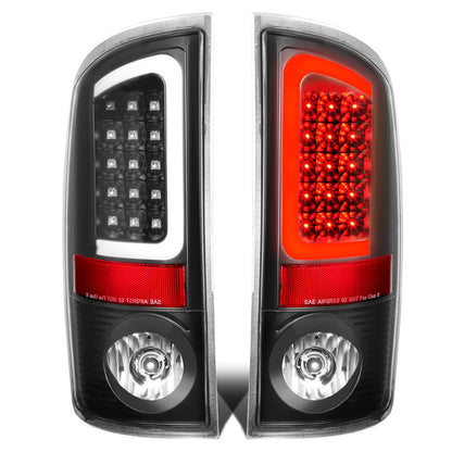 02-06 Dodge Ram C-Bar U-Halo LED Tail Lights Black/Clear